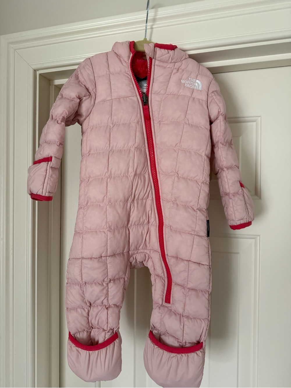The North Face Light Pink Puffer Infant One-Piece